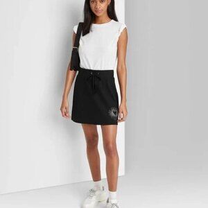 Wild Fable Women's Jeweled Knit Tennis Mini A-Line Skirt - Black Medium Cozy